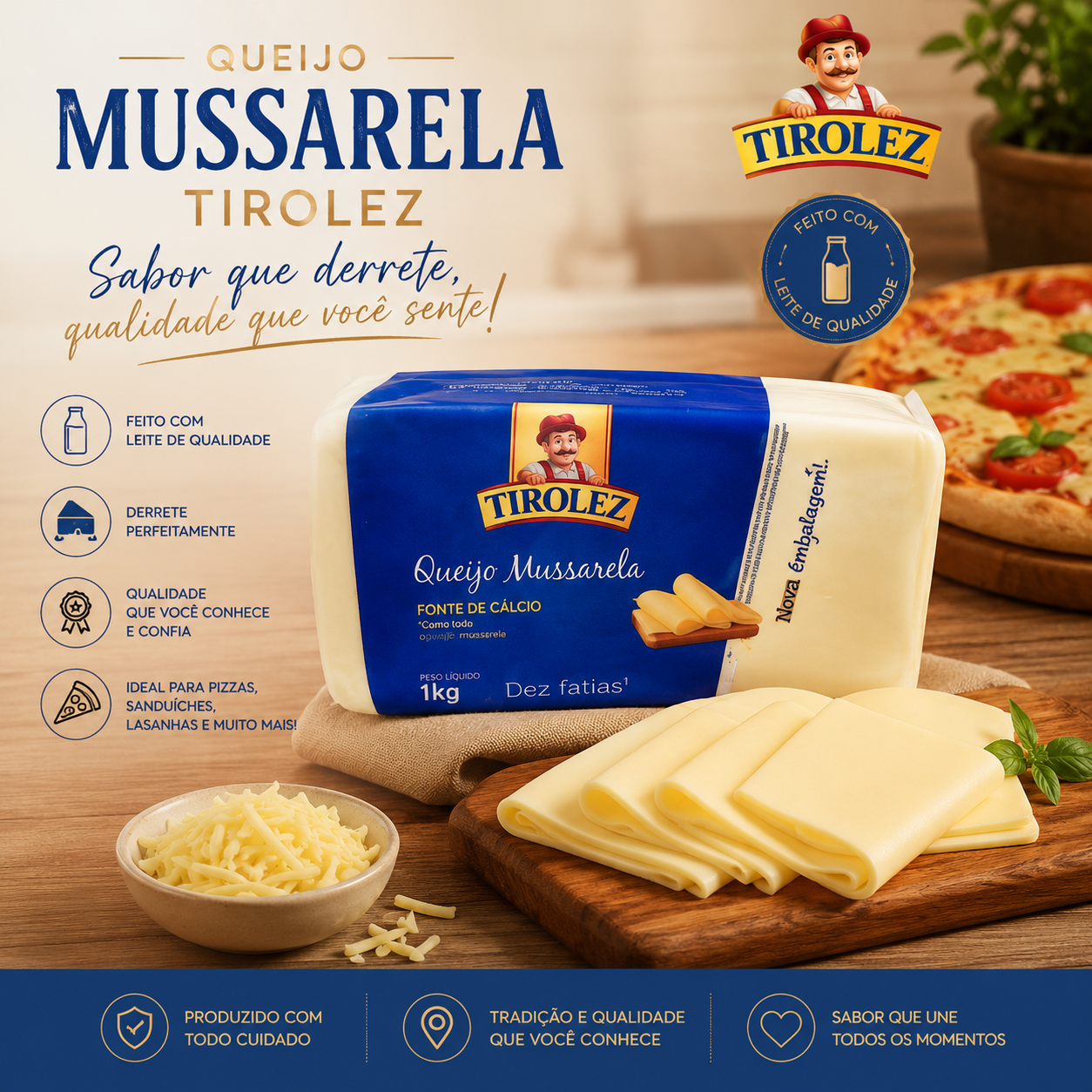 Queijo mussarela Tirolez produto vendido por kg consulte nossos vendedores
