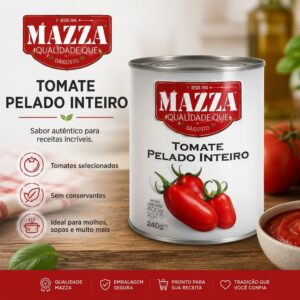 Tomate Pelado Inteiro Mazza no atacado 400g Peso Drenado 250g